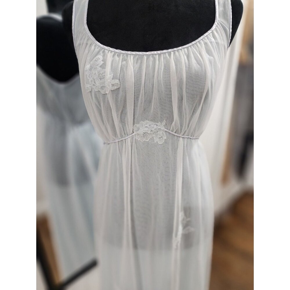 Vintage 1970s Gossard Artemis Pale Blue Double Layer Chiffon Nightgown Wedding S - Picture 3 of 15